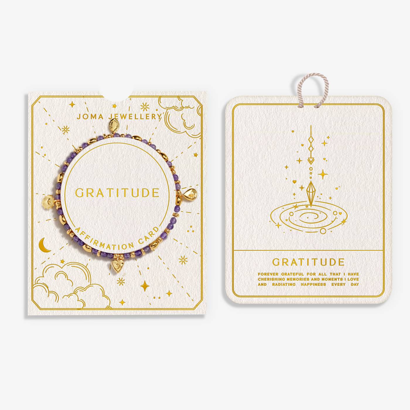 Affirmation Card 'Gratitude' Bracelet In Gold Plating