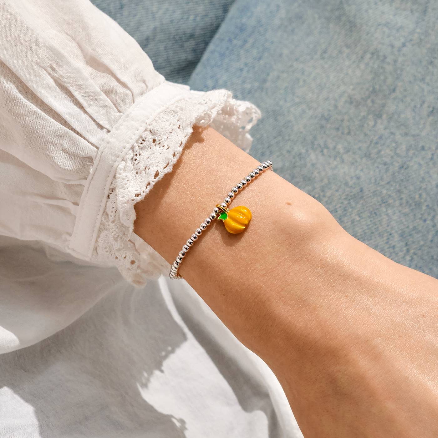 Joma Jewellery A Little Vibes 'Hello Pumpkin' Bracelet In Silver And Gold Plating