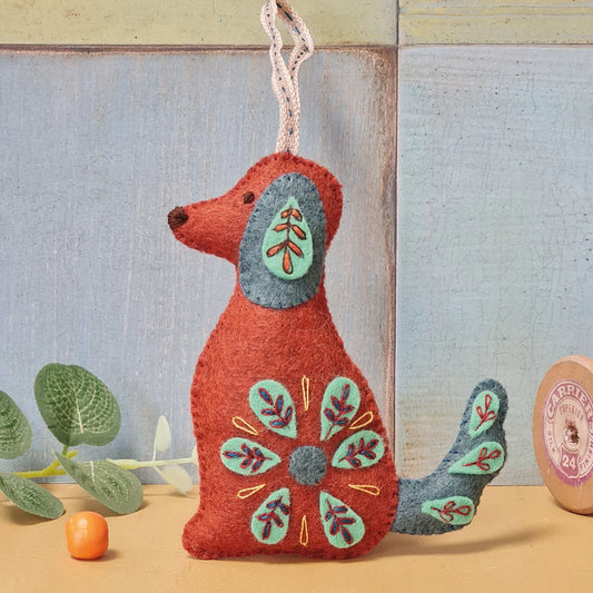 Folk Embroidered Dog Felt Craft Mini Kit