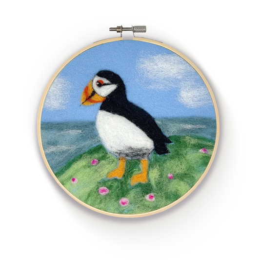 Puffin in a Hoop Needle Felting Kit