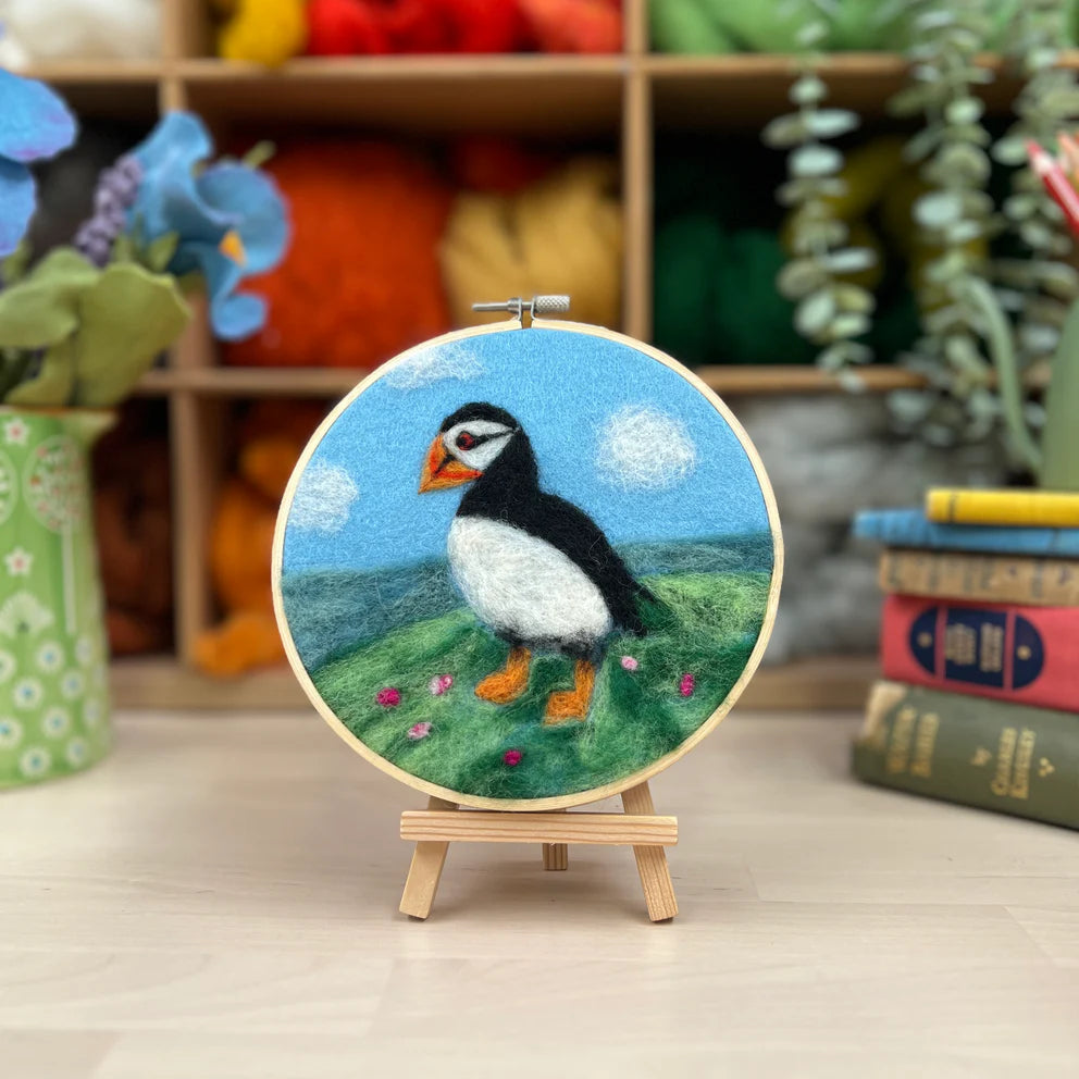 Puffin in a Hoop Needle Felting Kit