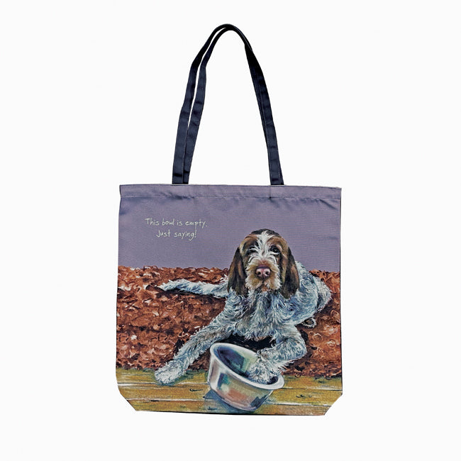 Little Dog Laughed Italian Spinone Packable Tote Bag “This Bowl is Empty, Just Saying”