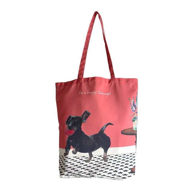 Little Dog Laughed Italian Spinone Packable Tote Bag “Happy Sausage”