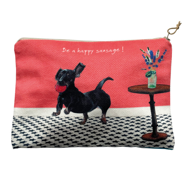 The little dog laughed zip purse ‘Happy sausage’