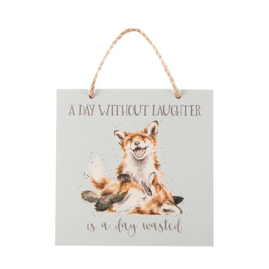 ‘A Day Without Laughter’ Fox Wooden Plaque