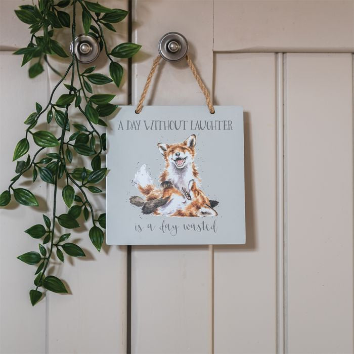 ‘A Day Without Laughter’ Fox Wooden Plaque