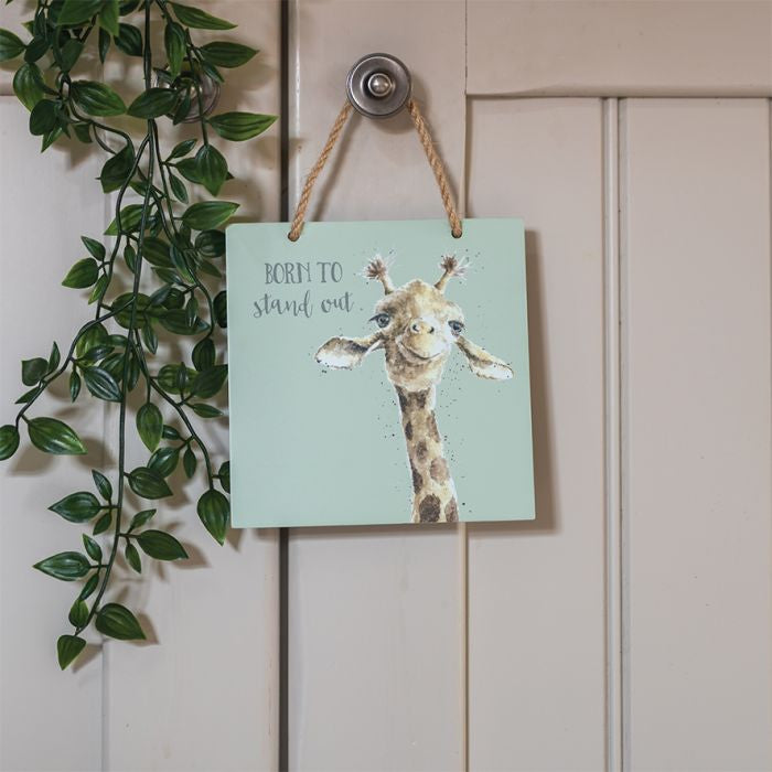 Born to Stand Out Giraffe Wooden Wrendale Plaque