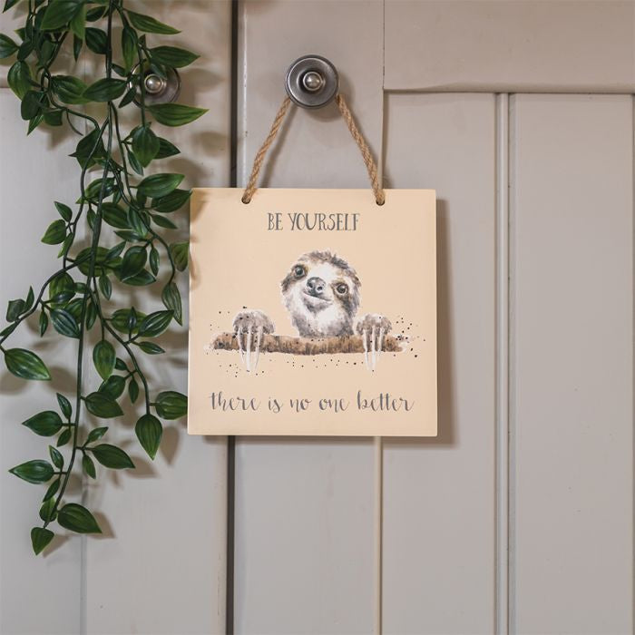 Be Yourself Sloth Wooden Wrendale Plaque