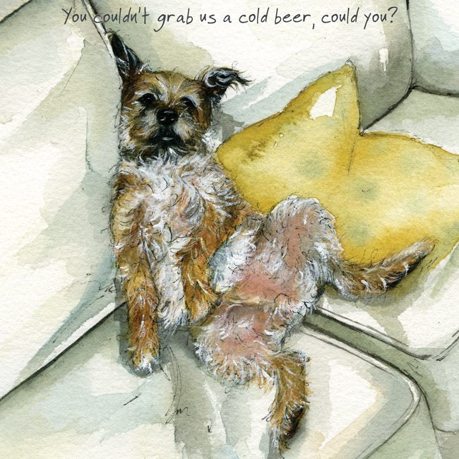 Border Terrier Greeting Card | Cold Beer | The Little Dog Laughed