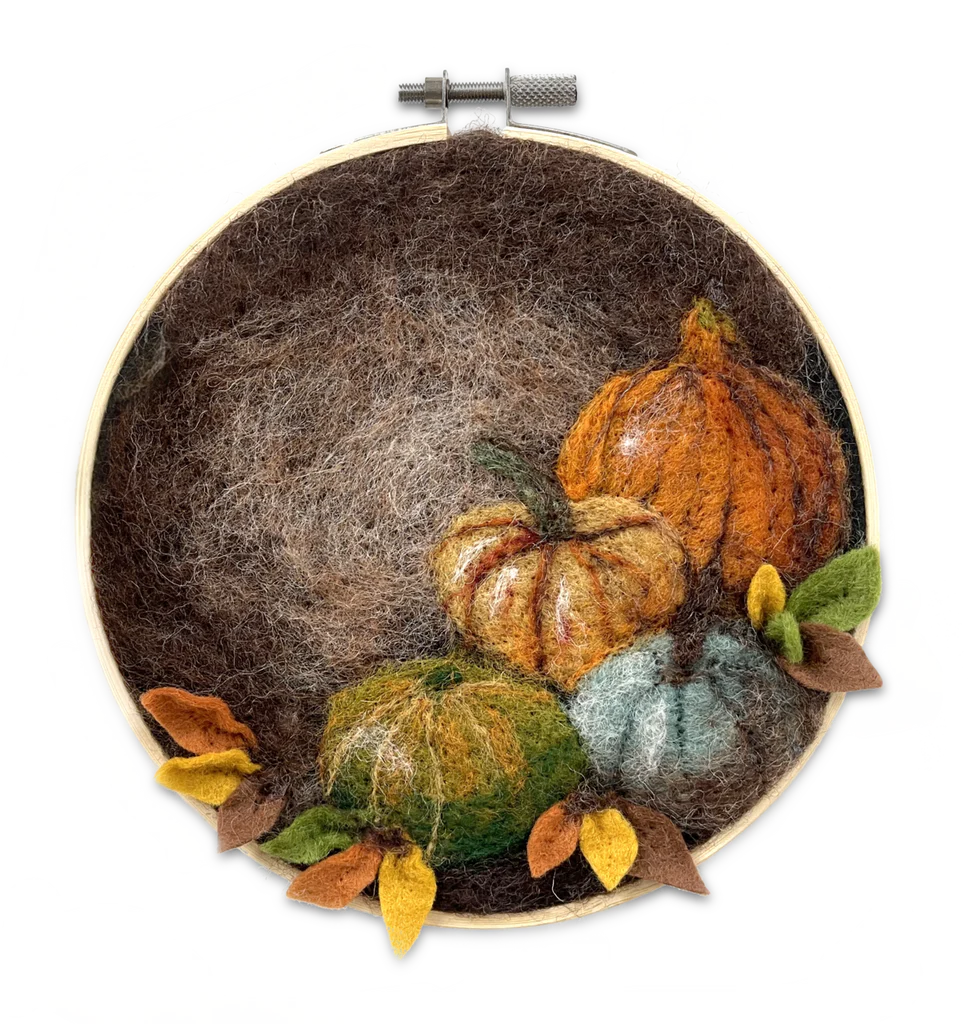 Painting with Wool Needle Felting Kit | Pumpkins in a Hoop