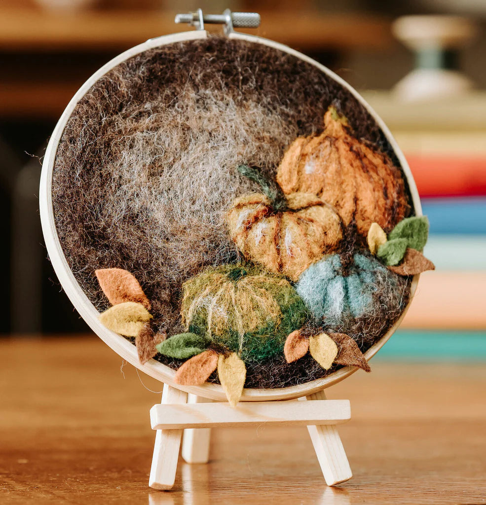 Painting with Wool Needle Felting Kit | Pumpkins in a Hoop