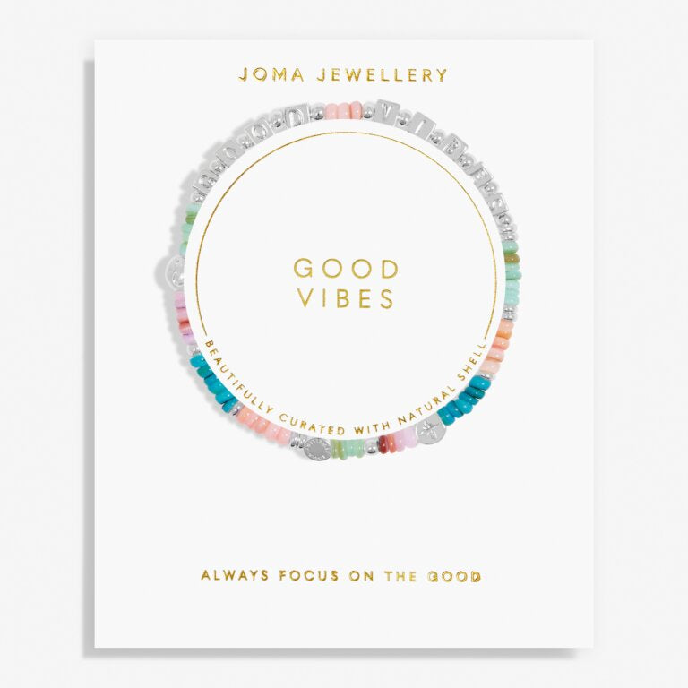 Happy Little Moments 'Good Vibes' Bracelet In Silver Plating