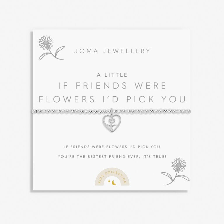 Kids' A Little 'If Friends Were Flowers I'd Pick You' Bracelet In Silver Plating