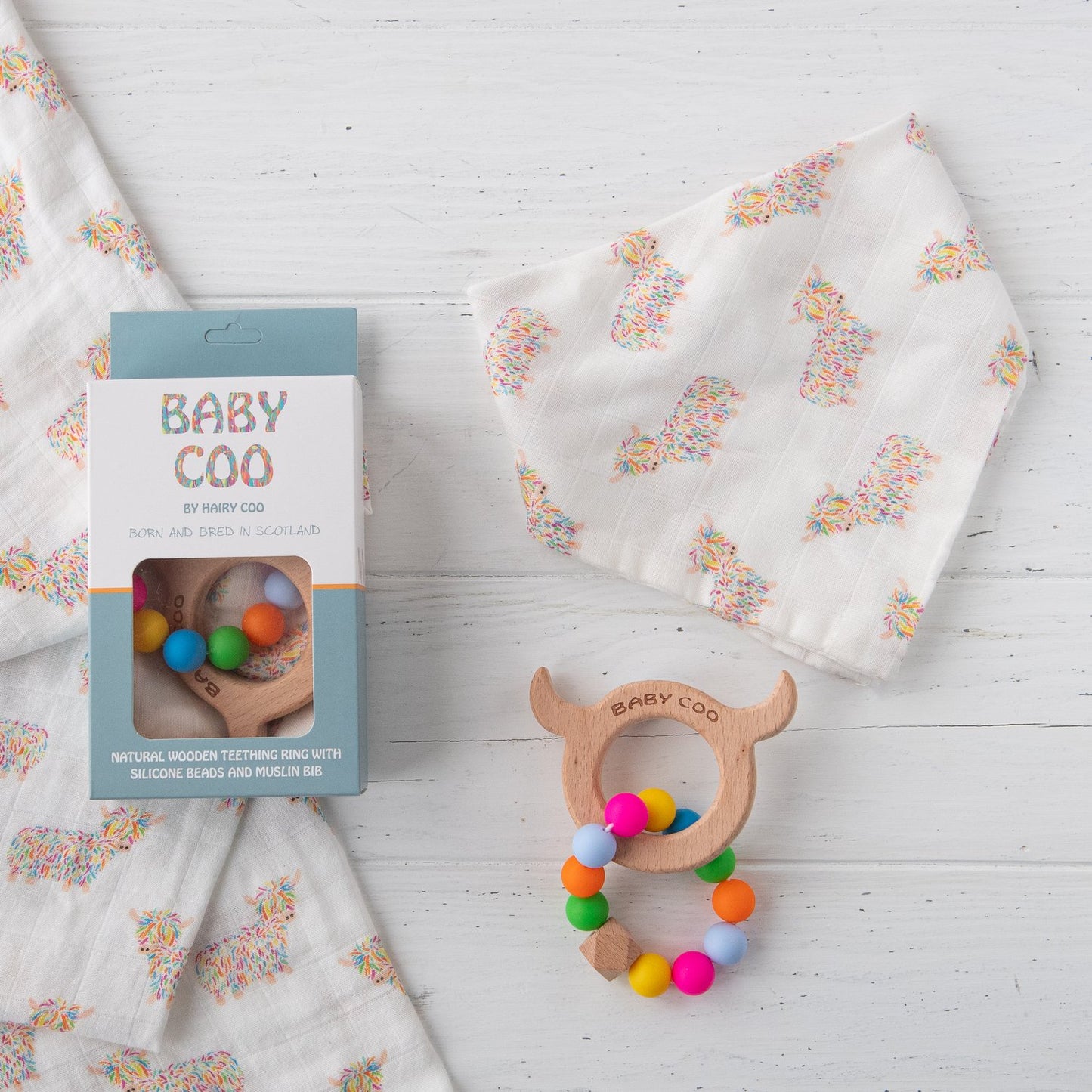 Baby Coo Highland Coo Teething Set