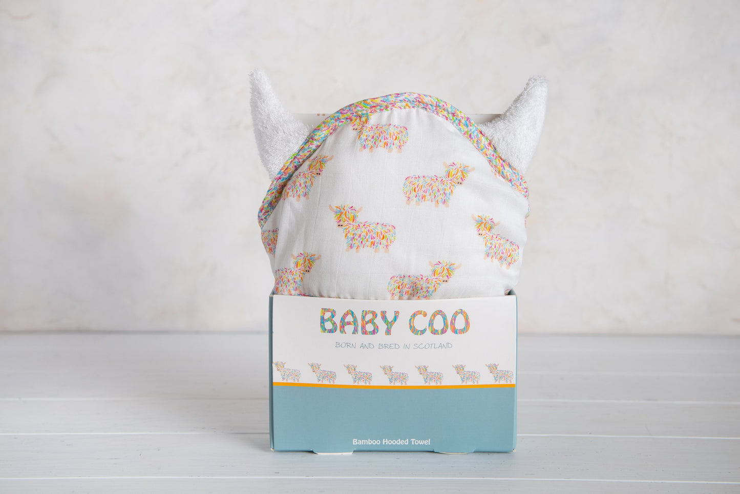 Baby Coo Highland Coo Hooded Towel