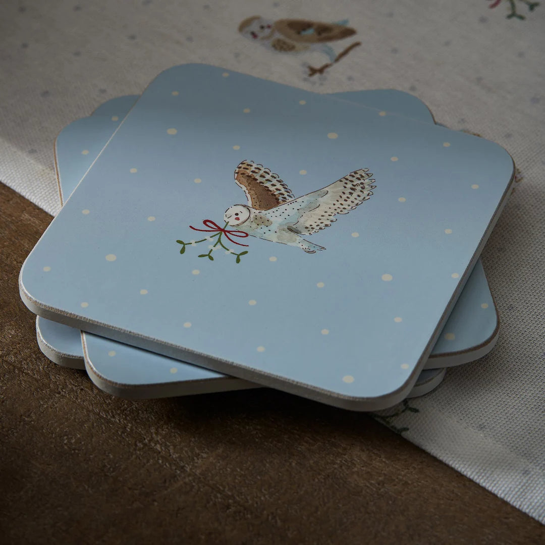 Snowy Owls Coasters (Set of 4)