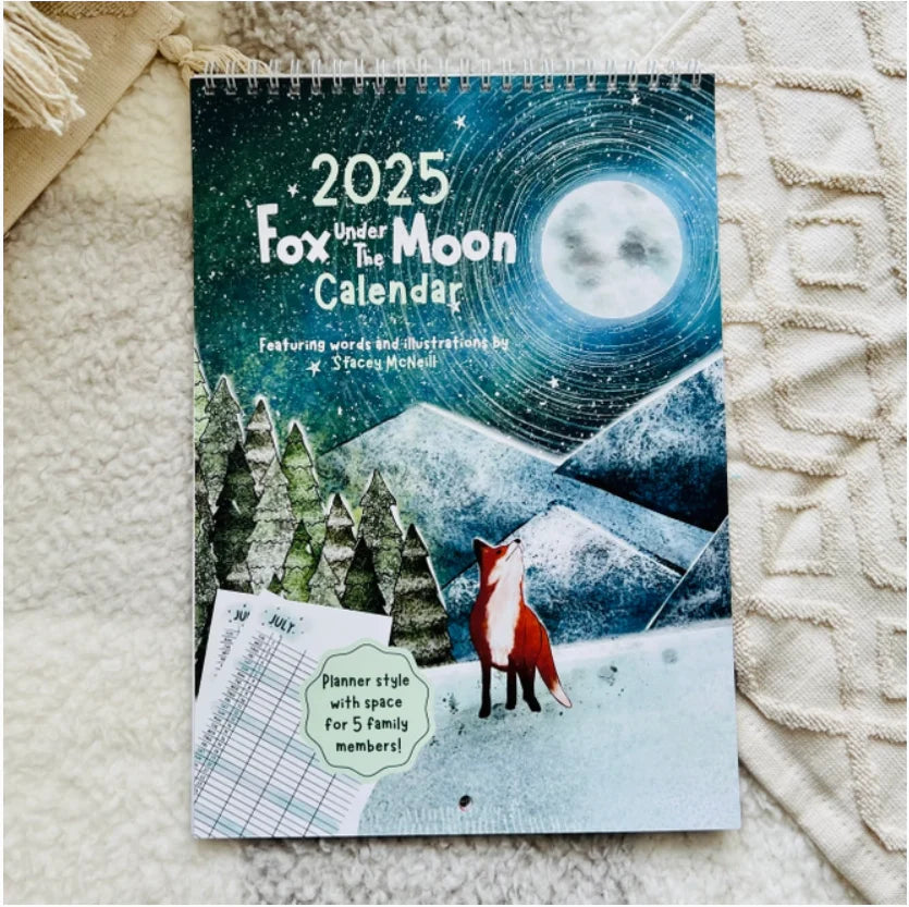 Fox Under The Moon - 2025 Wall Calendar Family Organiser