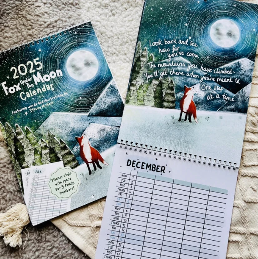 Fox Under The Moon - 2025 Wall Calendar Family Organiser