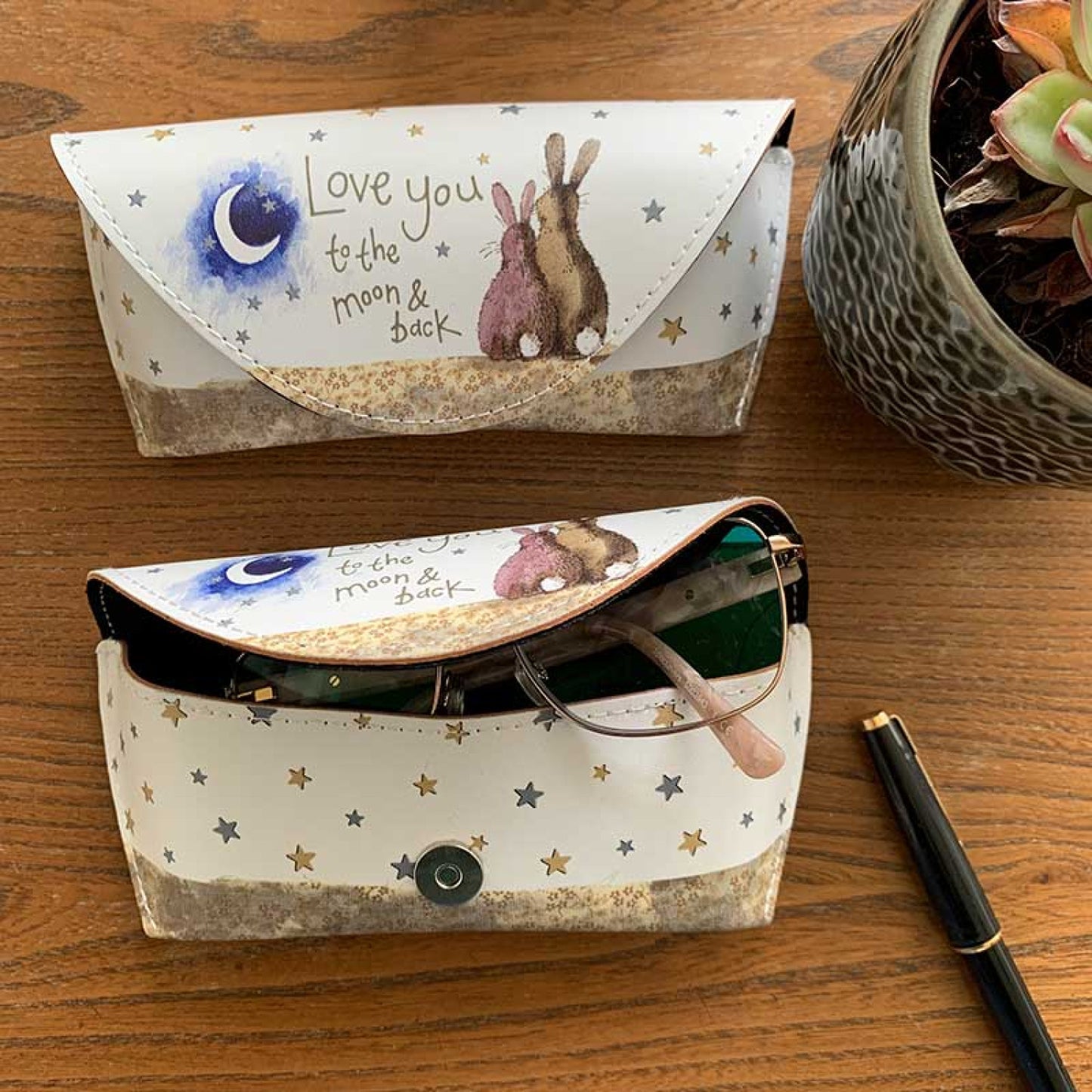 Moon and Back Rabbits Spectacle Case