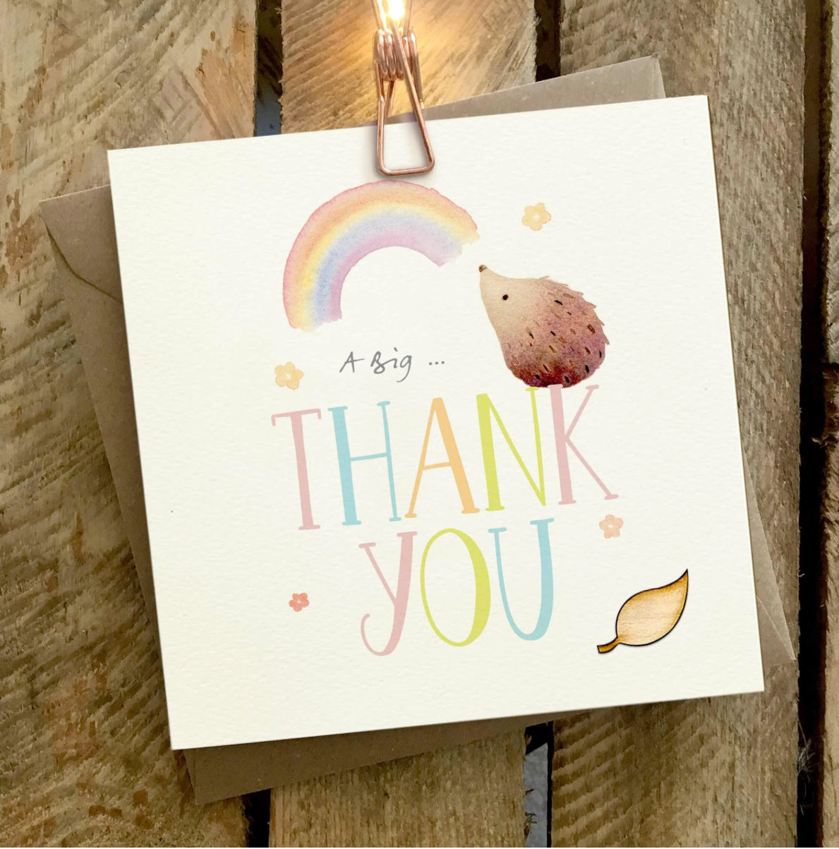 Owl Thank You Hedgehog & Rainbow Card - Ginger Betty