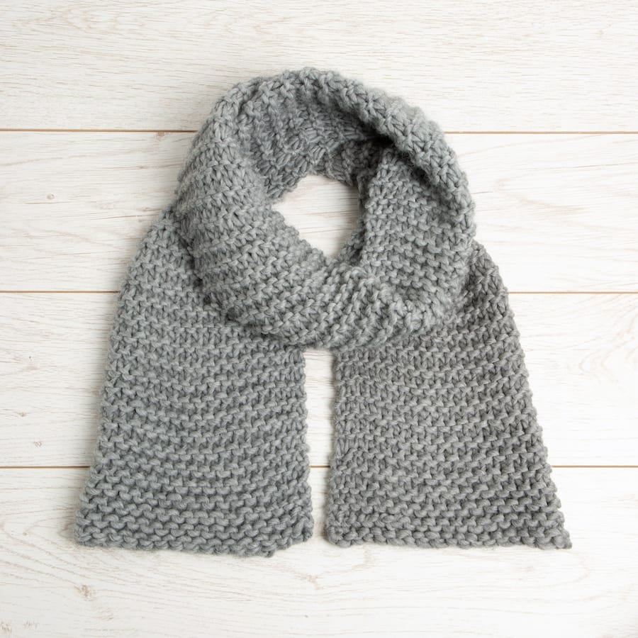 Absolute Beginners Scarf Knitting Kit - Natural Grey