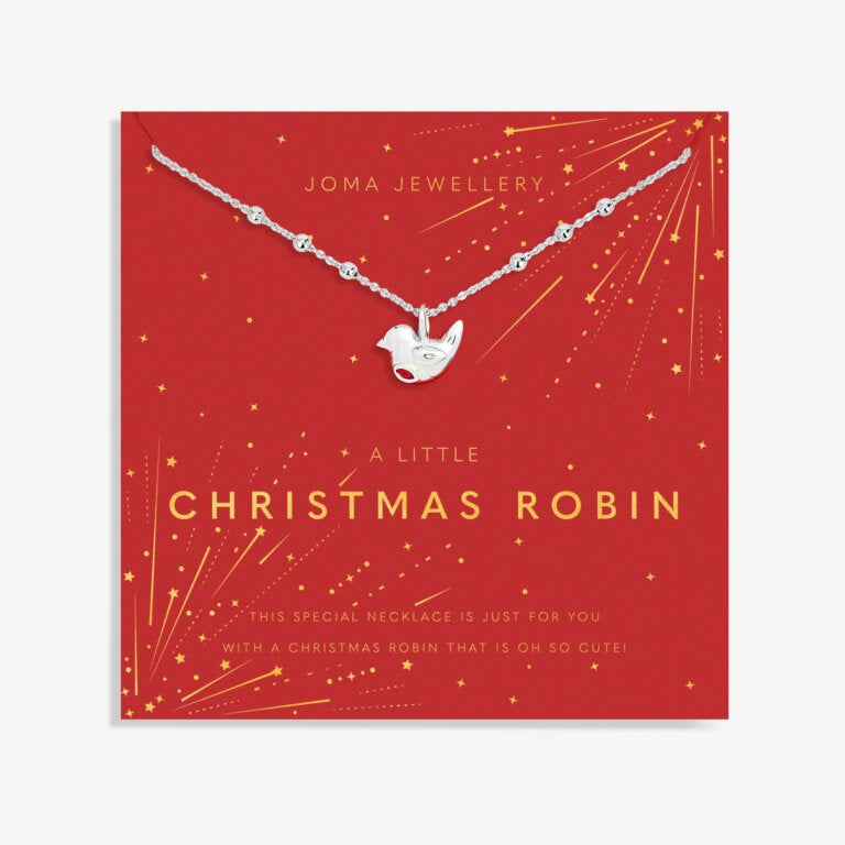 Christmas A Little 'Christmas Robin' Necklace In Silver Plating