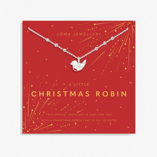 Christmas A Little 'Christmas Robin' Necklace In Silver Plating