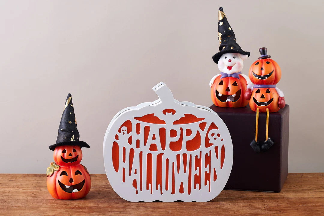 Ghost Pumpkin Witch with Multicoloured Flashing Lights