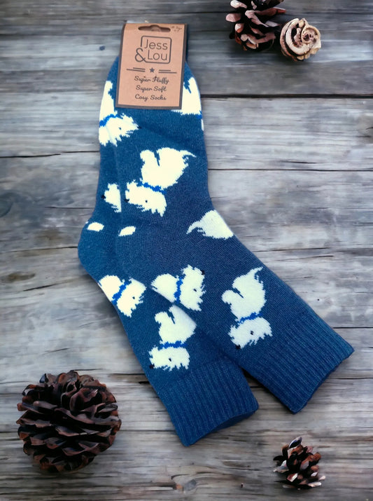 Wonderful Westie’s Ribbed Navy Socks