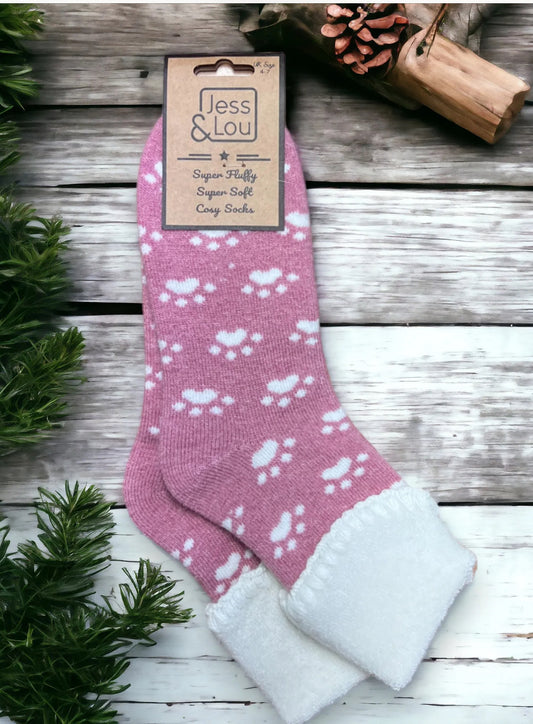 Perfect Paws Pink Super Cosy Cuff Socks