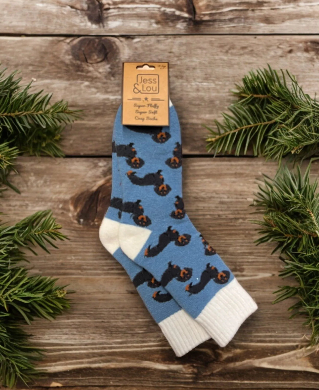 Dashing Dachshunds Ribbed Cornflower Socks