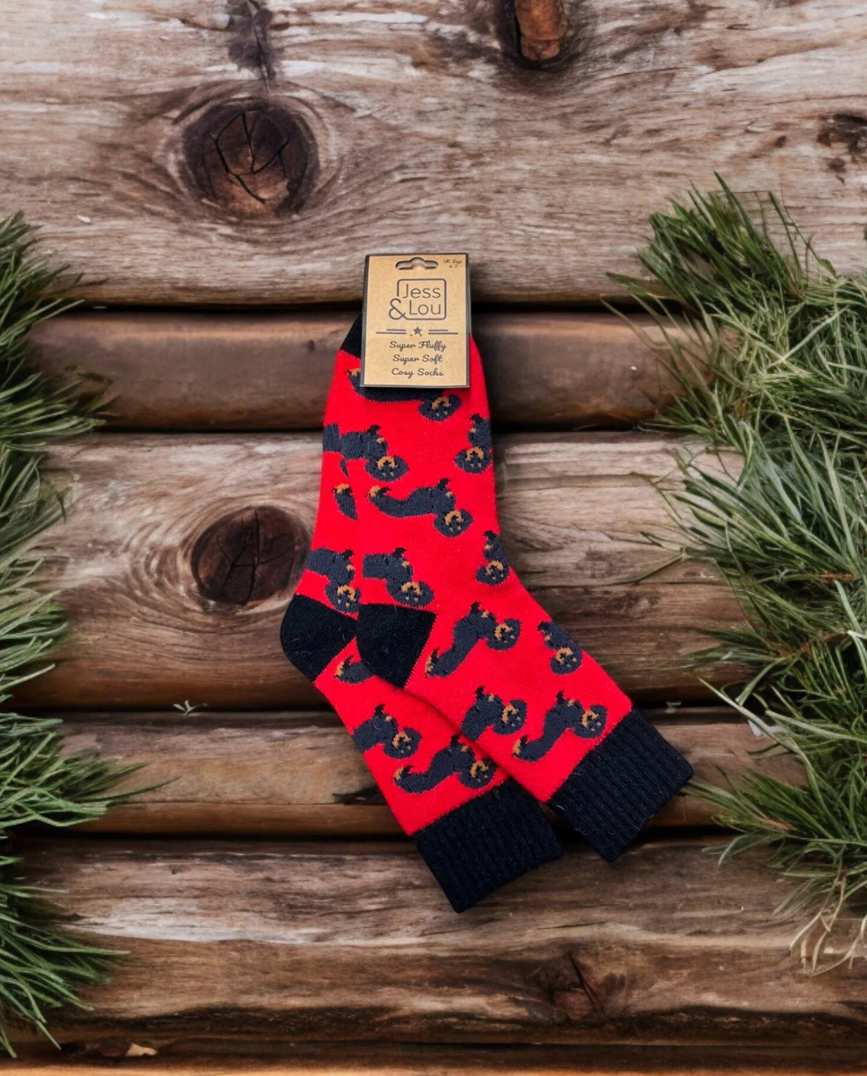 Dashing Dachshunds Ribbed Red Socks