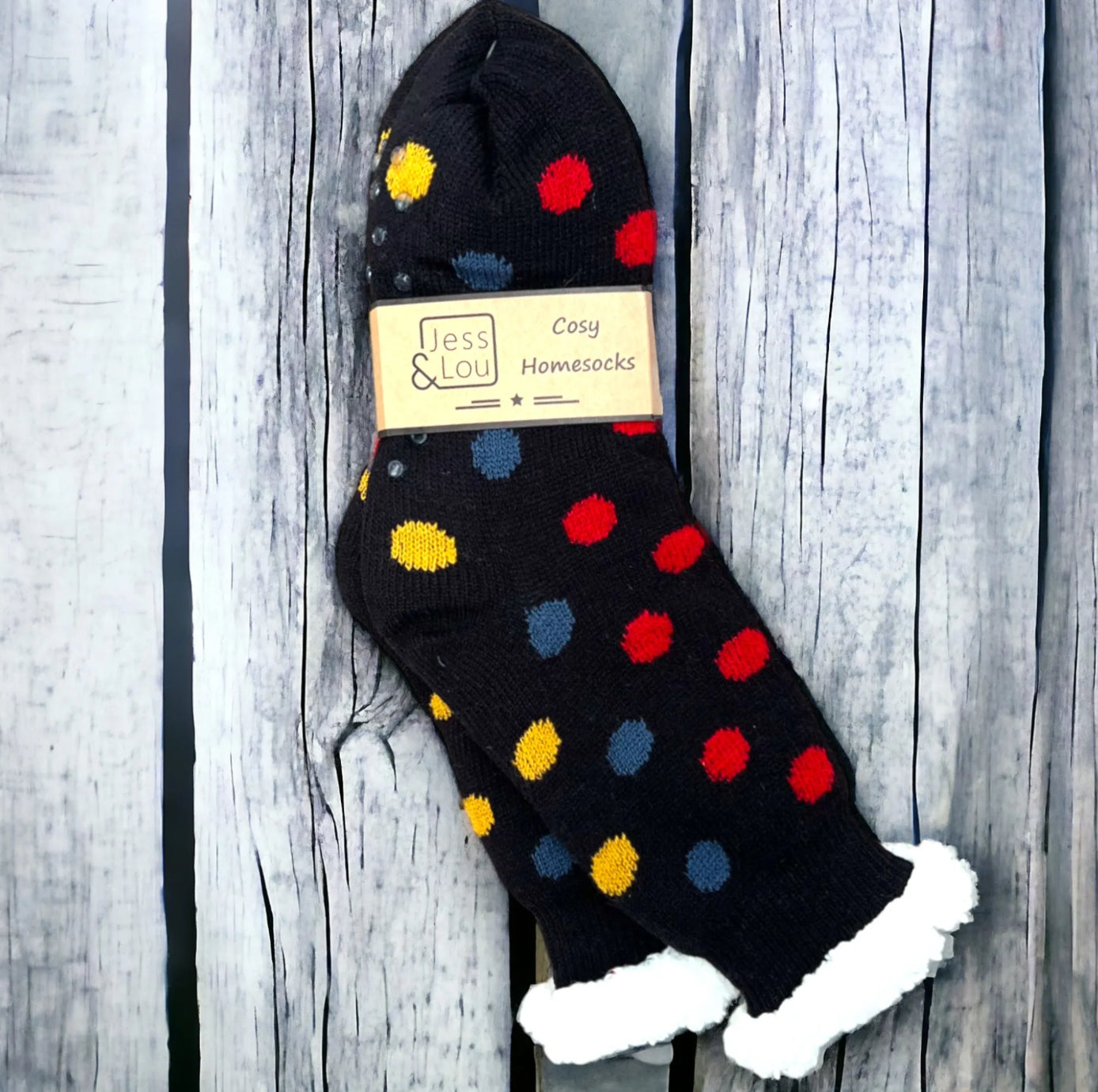 Splendid Spots Black Super Cosy Lined Socks