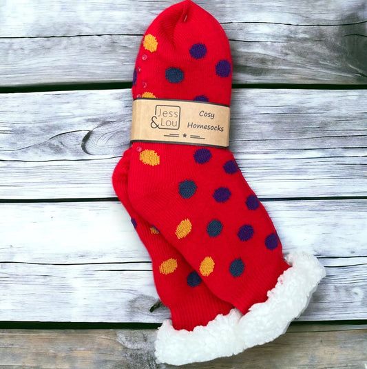 Splendid Spots Red Super Cosy Lined Socks