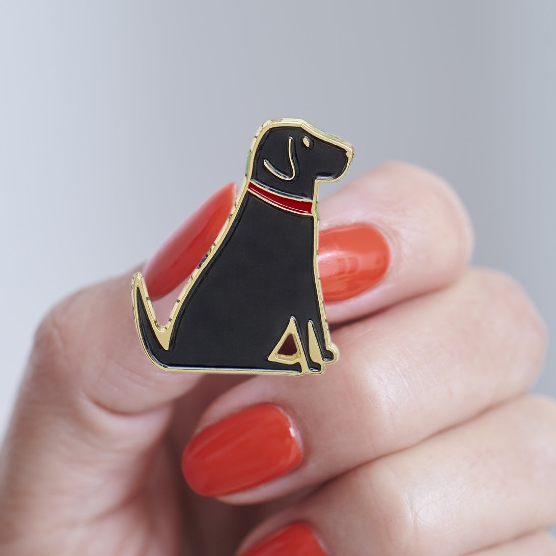 Black Labrador Christmas Dog Pin