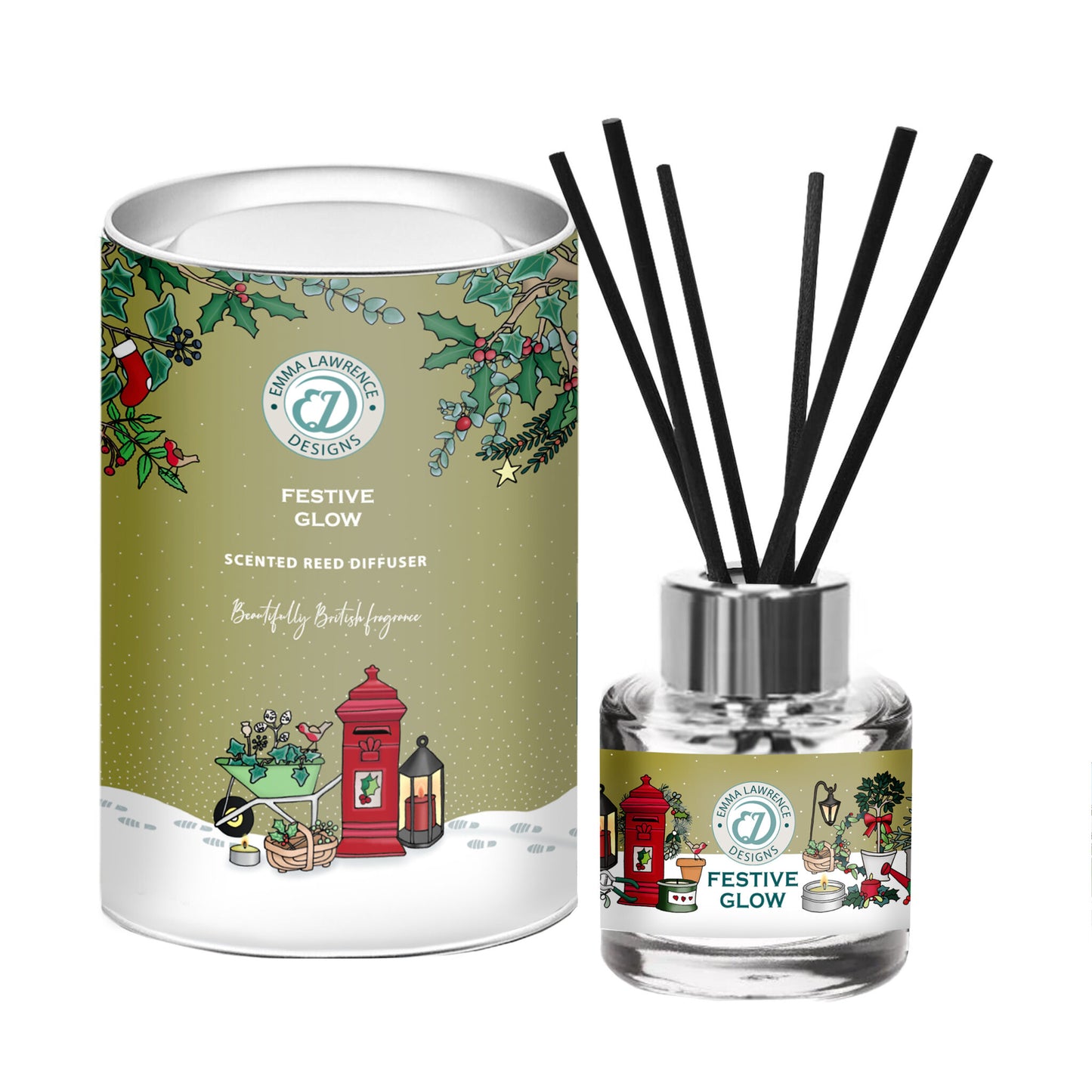 Festive Glow 50ml Christmas Reed Diffuser - Emma Lawrence