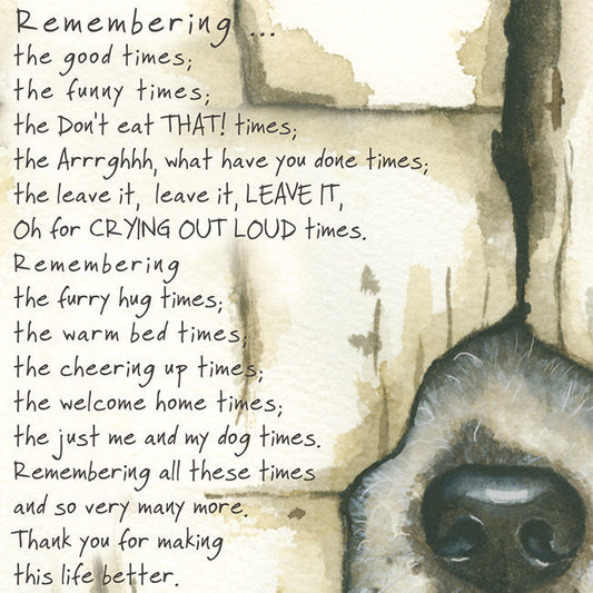 Dog Condolence greeting card | Remember Dog