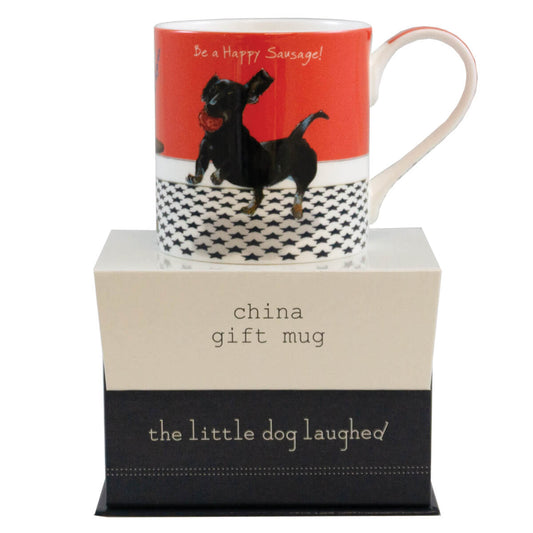 Dachshund Happy Sausage Dog Mug by Little Dog Laughed