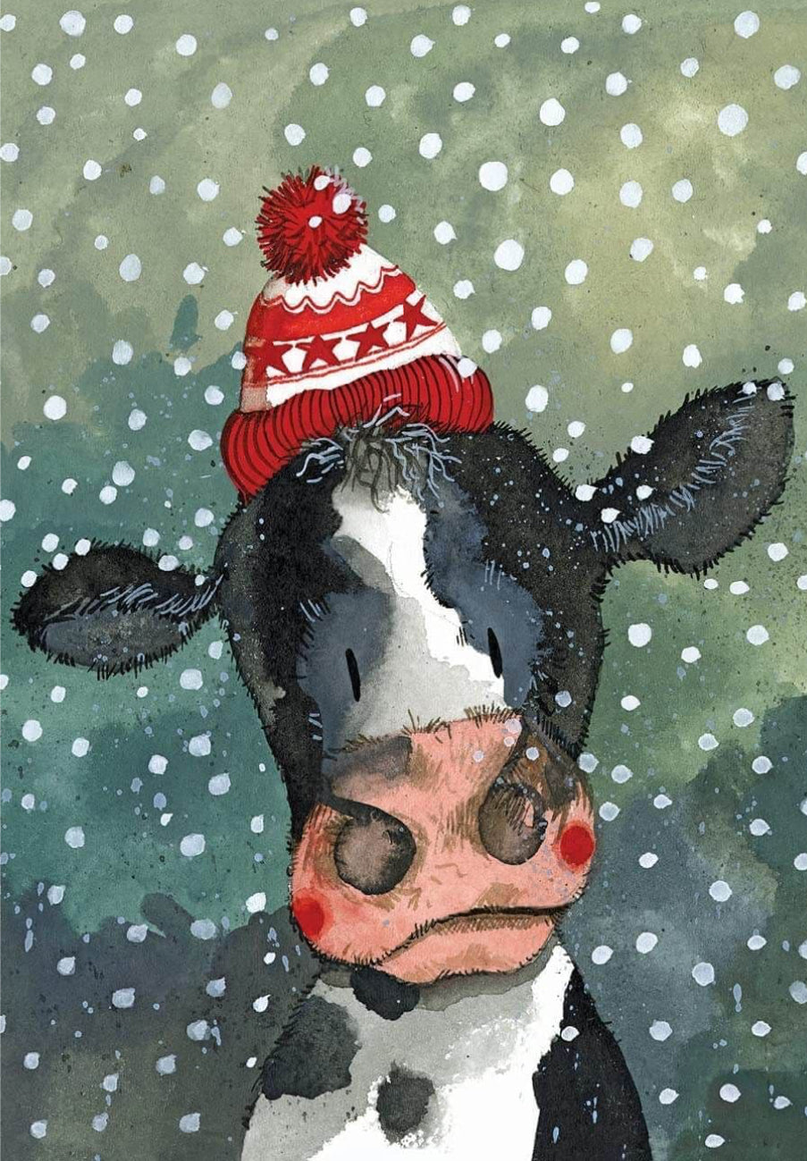 Christmas Cow Tea Towel