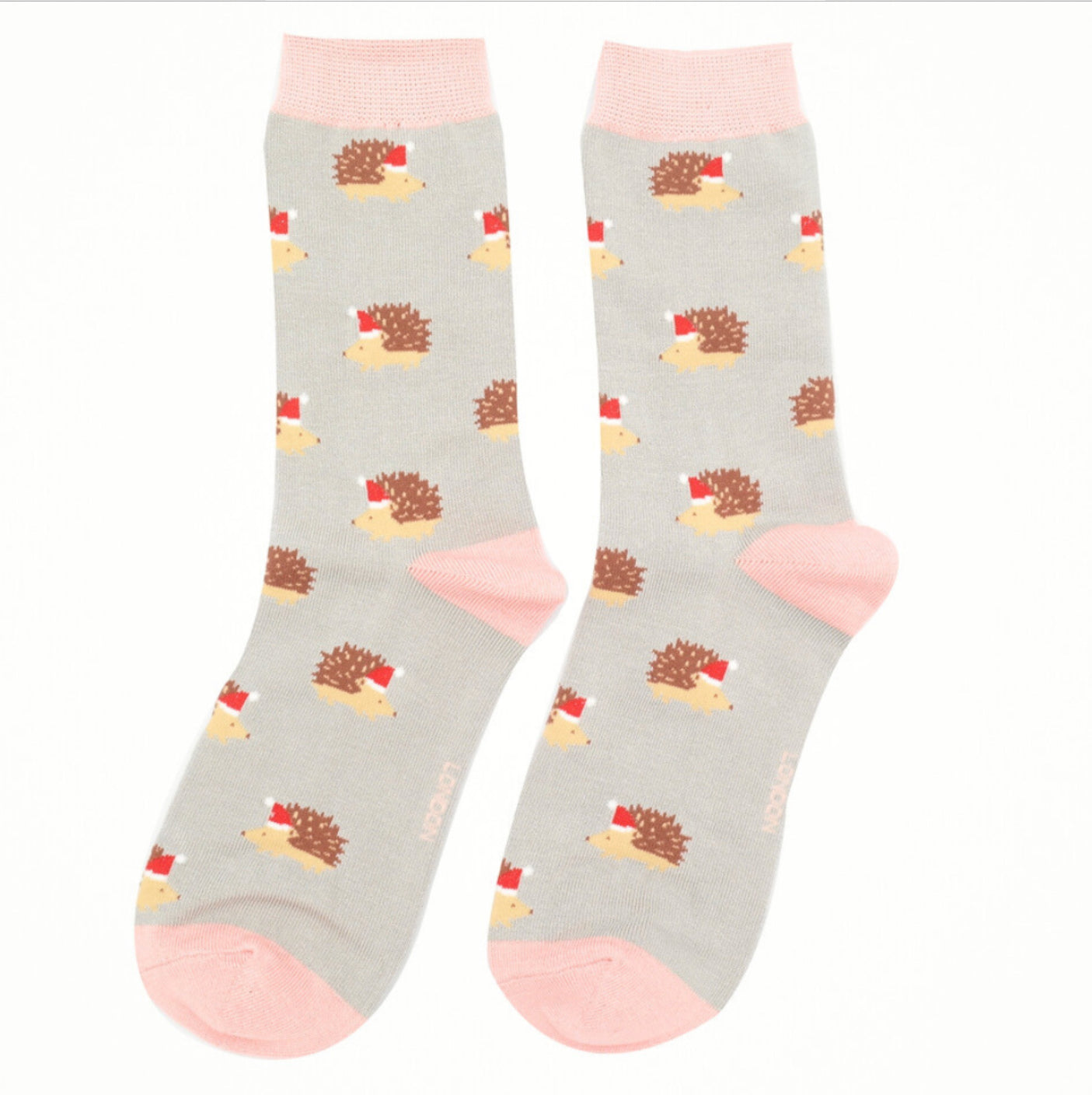 Festive Hedgehogs Socks Grey