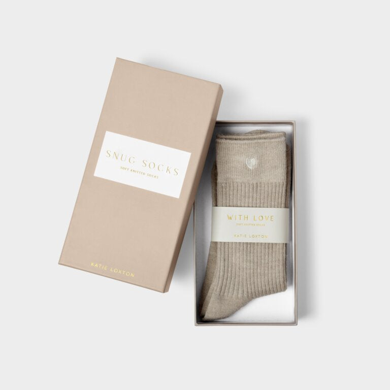 Gift Boxed Socks Taupe By Katie Loxton