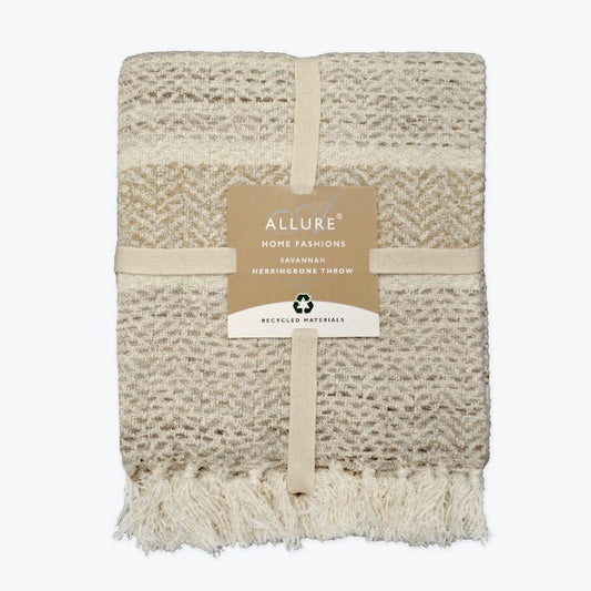 Savannah Chenille Herringbone Throw Natural