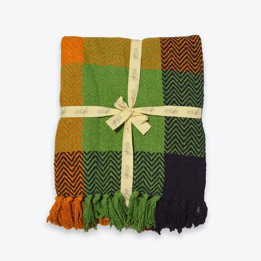 Multicoloured Check Throw - Herringbone Blanket