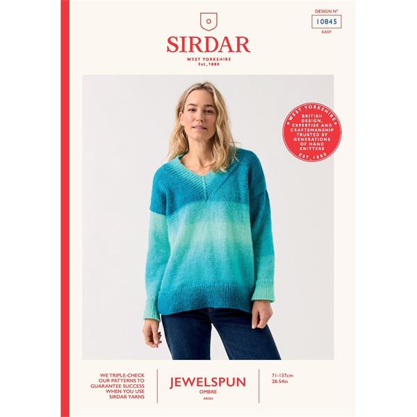 Pattern - Truly Madly Deep V Sweater in Jewelspun Ombre Aran 10845