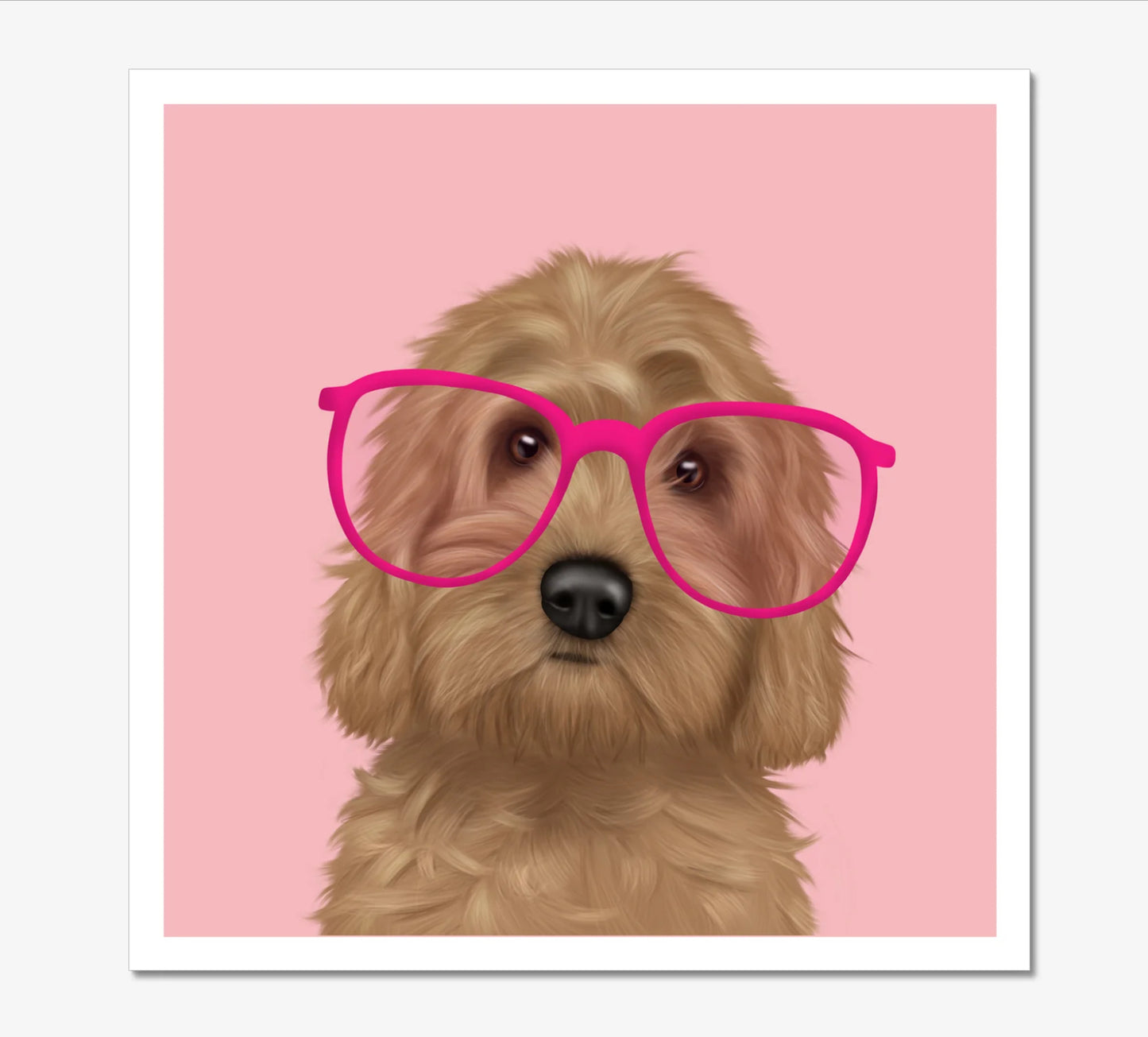 Cockapoo in Glasses Art Print