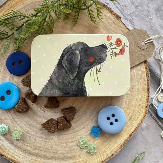 Labrador and Flowers Small Rectangle Tin