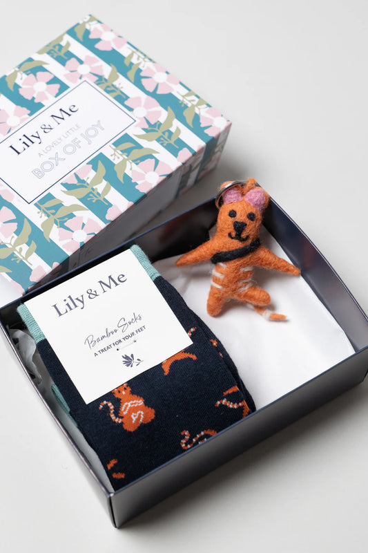YOGA CAT SOCKS AND KEYRING GIFTBOX