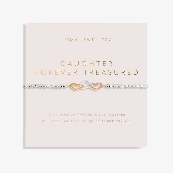 Forever Yours 'Daughter Forever Treasured' Trio Bracelet In Silver, Gold And Rose Gold Plating