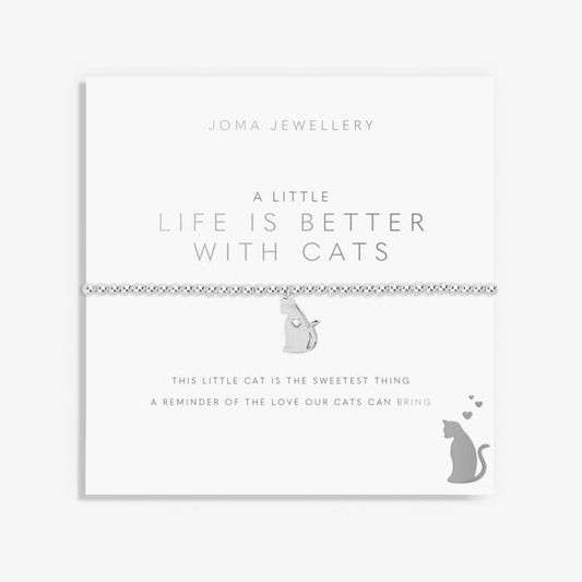 A Little 'Life Is Better With Cats' Bracelet in Silver Plating