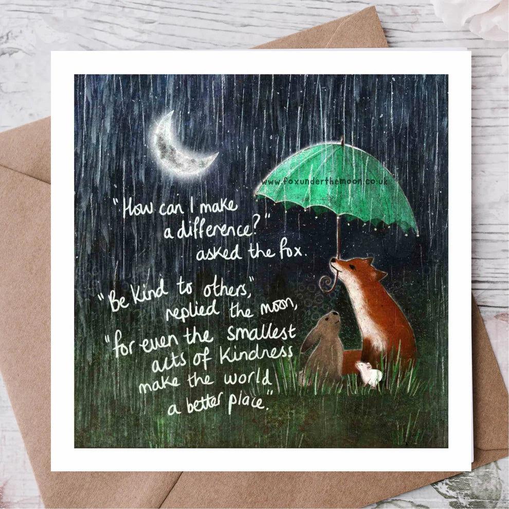 'Kindness' Single Greeting Card By Fox Under The Moon